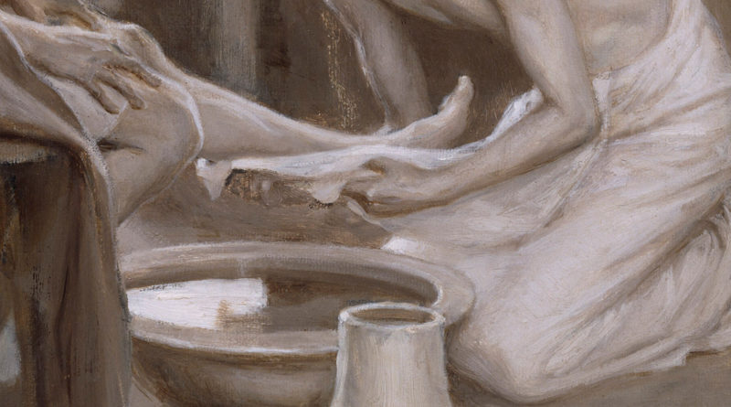 From painting by Albert Edelfelt, Jesus tvår lärjungarnas fötter (Jesus Washing the Feet of his Disciples, 1898, National Museum, Stockholm (Photo: Bodil Karlsson), public domain